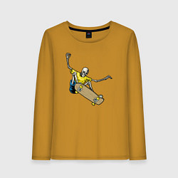 Лонгслив хлопковый женский Мёртвый скейтбордист, цвет: горчичный