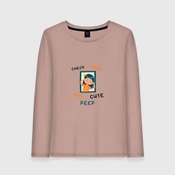 Лонгслив хлопковый женский Счастье в кадре, цвет: пыльно-розовый