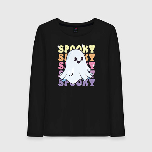 Женский лонгслив Cute little spooky ghost / Черный – фото 1