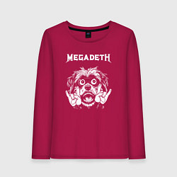 Лонгслив хлопковый женский Megadeth rock dog, цвет: маджента