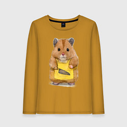 Лонгслив хлопковый женский Хомяк повар, цвет: горчичный