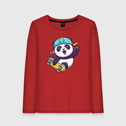 Лонгслив хлопковый женский Skater panda, цвет: красный