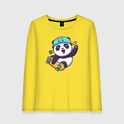 Лонгслив хлопковый женский Skater panda, цвет: желтый