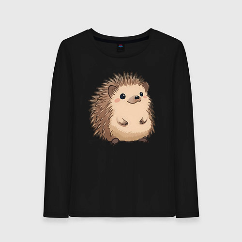 Женский лонгслив Ёжик арт / Черный – фото 1