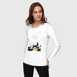 Лонгслив хлопковый женский Шахматная доска с фигурами, цвет: белый — фото 2
