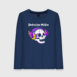 Женский лонгслив Depeche Mode - неоновый череп