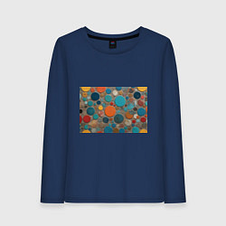 Лонгслив хлопковый женский Арт вариация терраццо, цвет: тёмно-синий