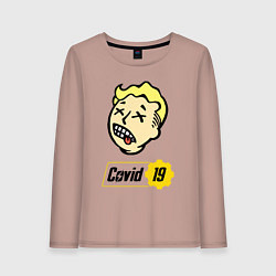 Лонгслив хлопковый женский Vault boy - covid 19, цвет: пыльно-розовый