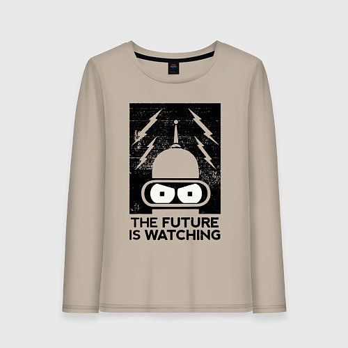 Женский лонгслив Бендер - будущее наблюдает / Миндальный – фото 1