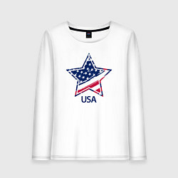 Лонгслив хлопковый женский Star - USA, цвет: белый