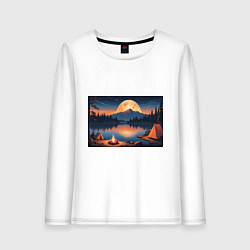 Женский лонгслив Костер на берегу озера