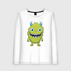 Женский лонгслив Смешной зеленый монстрик