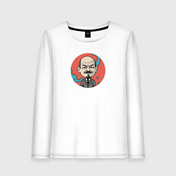 Лонгслив хлопковый женский Портрет Владимира Ленина, цвет: белый