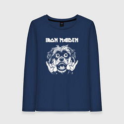 Лонгслив хлопковый женский Iron Maiden rock dog, цвет: тёмно-синий