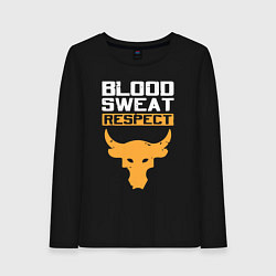 Лонгслив хлопковый женский Blood sweet respect logo, цвет: черный