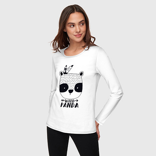 Женский лонгслив Wild panda / Белый – фото 3