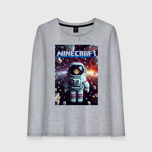 Женский лонгслив Брюнетка в космосе - Майнкрафт фантазия / Меланж – фото 1