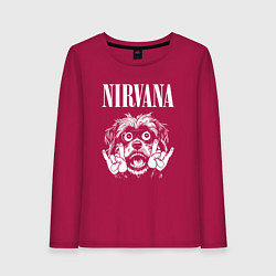 Лонгслив хлопковый женский Nirvana rock dog, цвет: маджента