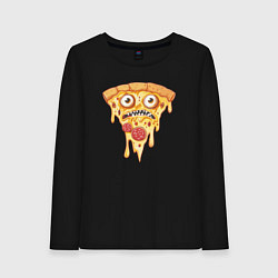 Лонгслив хлопковый женский Pizza face, цвет: черный