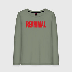 Лонгслив хлопковый женский Reanimal logo, цвет: авокадо