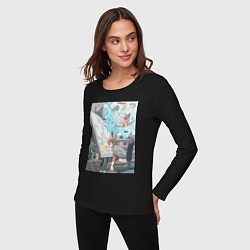 Лонгслив хлопковый женский Будни дизайнера, цвет: черный — фото 2