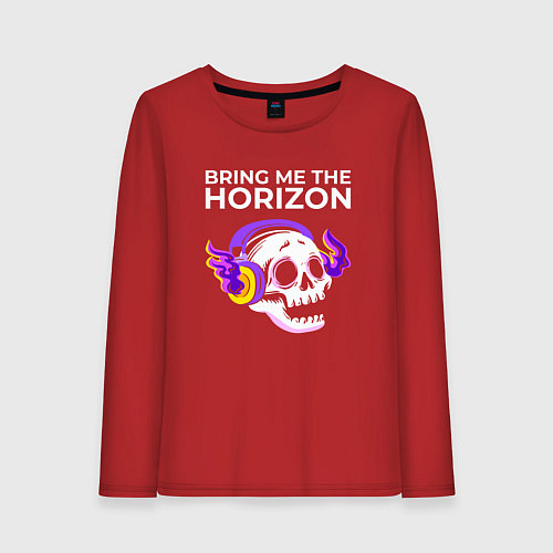 Женский лонгслив Bring Me the Horizon - неоновый череп / Красный – фото 1
