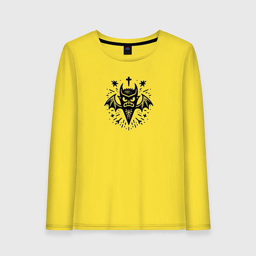 Женский лонгслив Тату с летучей мышью для охотника на вампиров / Желтый – фото 1