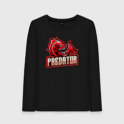 Лонгслив хлопковый женский Рыбка хищник, цвет: черный