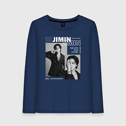 Лонгслив хлопковый женский Park Jimin bts, цвет: тёмно-синий