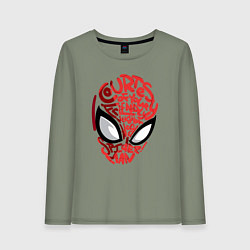 Лонгслив хлопковый женский Spider-Man text, цвет: авокадо