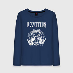 Лонгслив хлопковый женский Led Zeppelin rock dog, цвет: тёмно-синий