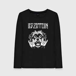 Лонгслив хлопковый женский Led Zeppelin rock dog, цвет: черный