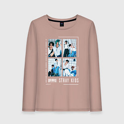 Лонгслив хлопковый женский Stray kids rock star, цвет: пыльно-розовый