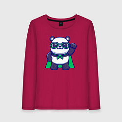 Лонгслив хлопковый женский Панда в плаще, цвет: маджента