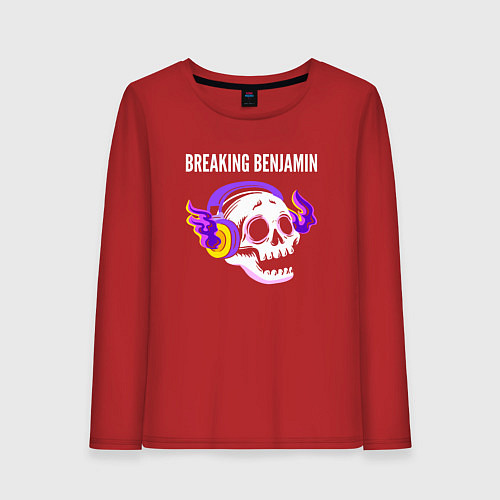 Женский лонгслив Breaking Benjamin - неоновый череп / Красный – фото 1