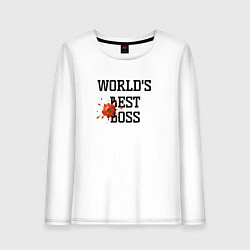 Лонгслив хлопковый женский Worlds best boss, цвет: белый