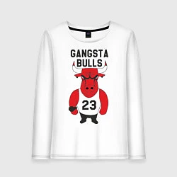 Лонгслив хлопковый женский Gangsta Bulls 23, цвет: белый