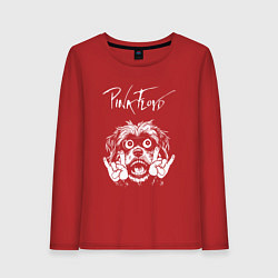 Лонгслив хлопковый женский Pink Floyd rock dog, цвет: красный