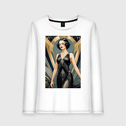 Лонгслив хлопковый женский Девушка ар-деко, цвет: белый