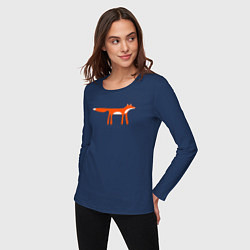Лонгслив хлопковый женский Funny fox, цвет: тёмно-синий — фото 2