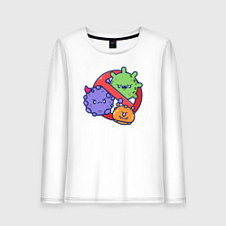 Лонгслив хлопковый женский Нет вирусам, цвет: белый