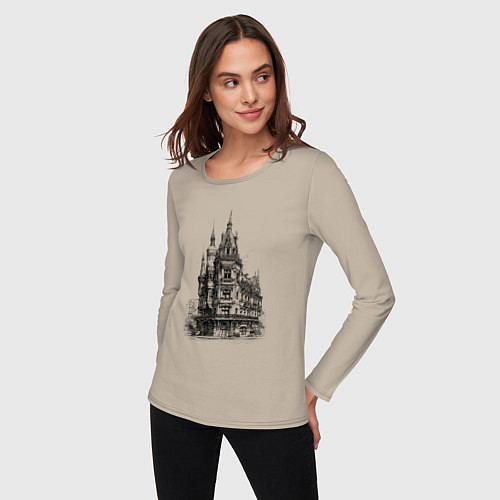 Женский лонгслив Старинный дом / Миндальный – фото 3
