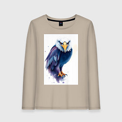 Лонгслив хлопковый женский Синий орел, цвет: миндальный