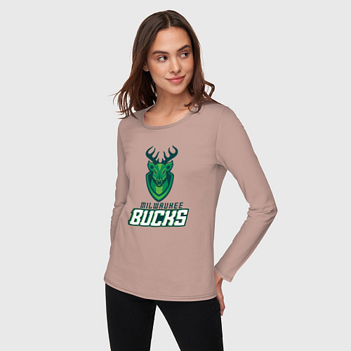 Женский лонгслив Milwaukee Bucks NBA / Пыльно-розовый – фото 3