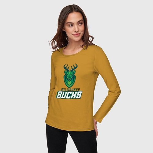 Женский лонгслив Milwaukee Bucks NBA / Горчичный – фото 3