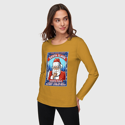 Женский лонгслив Santa Claus north pole / Горчичный – фото 3