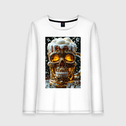 Лонгслив хлопковый женский Пенная кружка пива, цвет: белый