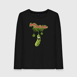 Женский лонгслив Рик огурчик новогодний Рик и Морти