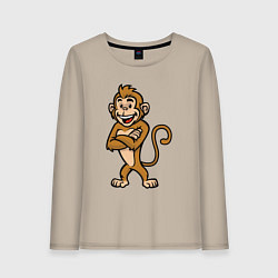 Лонгслив хлопковый женский Позитивная мартышка, цвет: миндальный