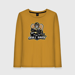Лонгслив хлопковый женский Skull army, цвет: горчичный